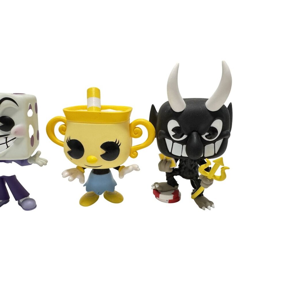 Funko Cuphead Characters Set - White, Black, Yellow, Purple, Brown - Picture 3 of 8
